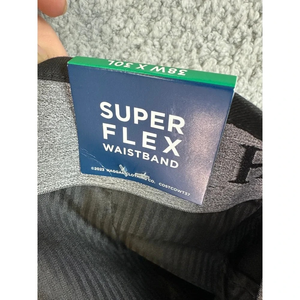 Haggar‎ Pants Men's 38X30 Black Superflex Waistband Ultimate Travel Pants New